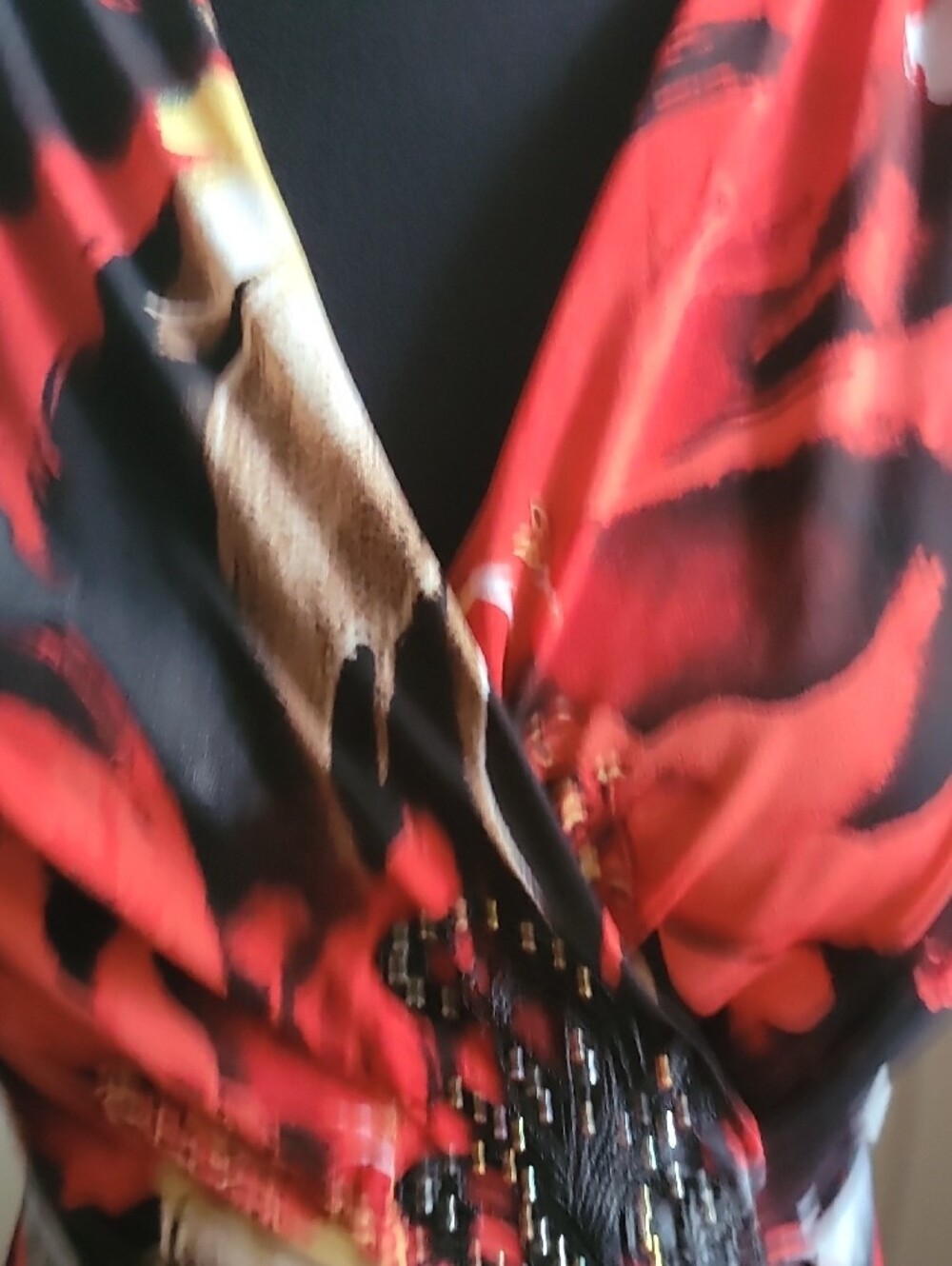 Boston Proper Red Black Wrap Midi Dress SUPER STRETCHY NEW WITH TAG S CRYSTALS - Picture 7 of 17